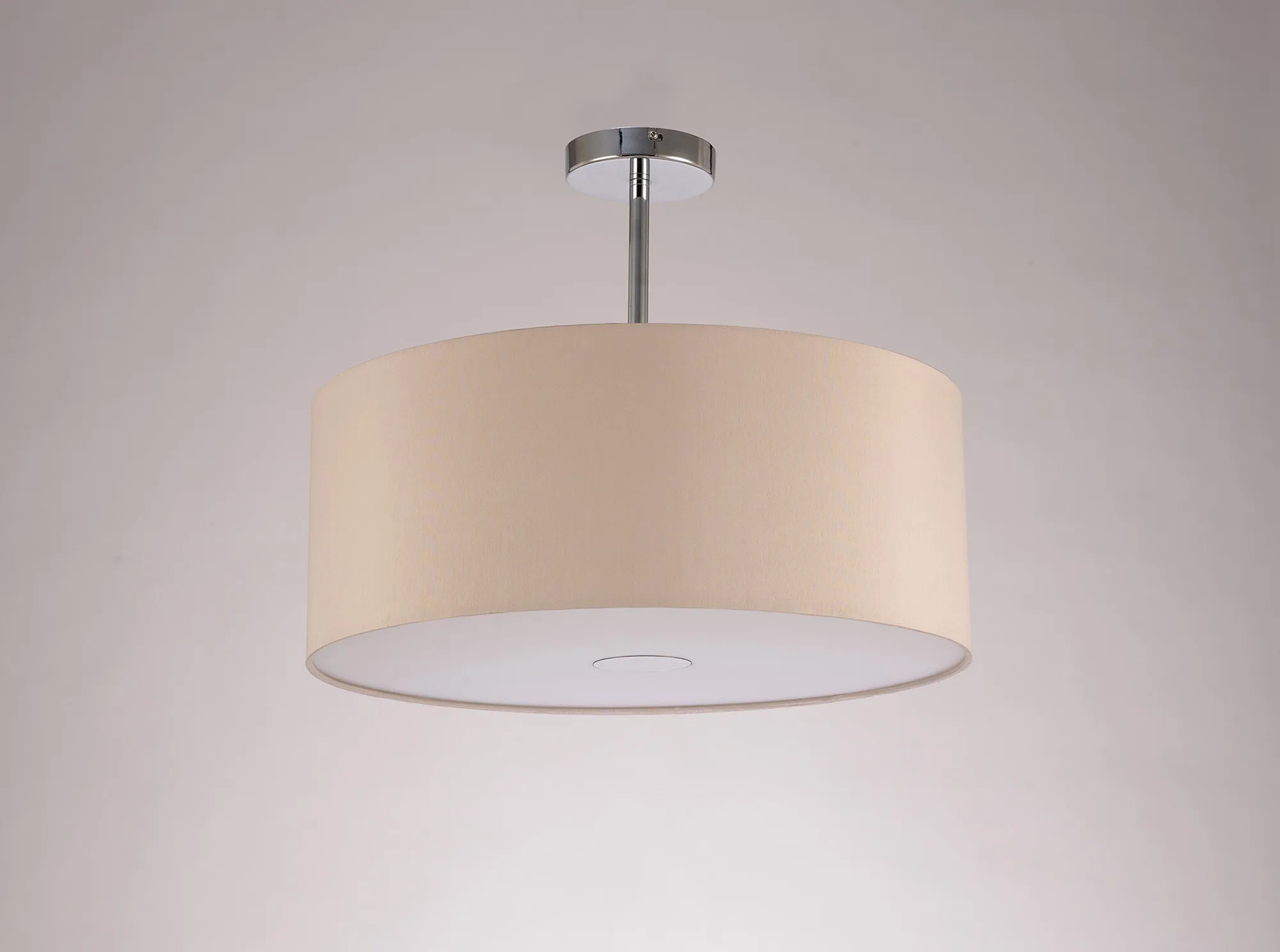 Baymont 50cm Semi Flush 1 Light Polished Chrome, Nude Beige/Moonlight, Frosted Diffuser DK0104  Deco Baymont CH NU